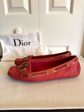 DIOR Coral Snake Skin Leather Moccasins 8-8.5
